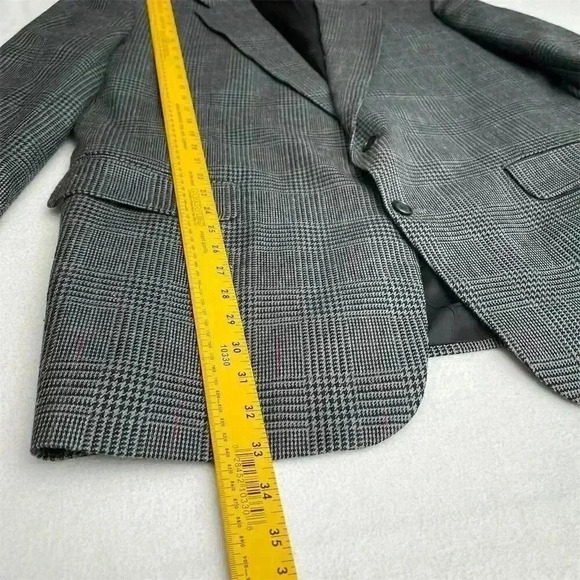 Stafford Men's Gray Check Wool Sport Coat Blazer Jacket Size 48 Fully Lined - Picture 14 of 14